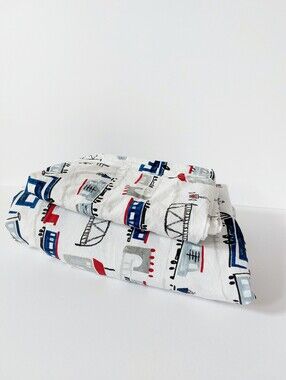 Train Junction Theme Pottery Barn Kids Full *Flat* Sheet & Pillowcase Thomas